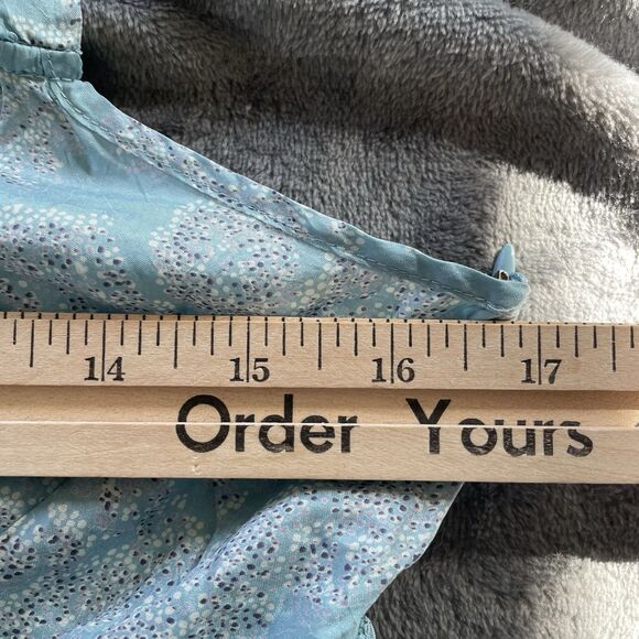 VELVET Mini Dress Womens Small Blue Silk Babydoll Crochet Boho Floral  Fairycore - Picture 8 of 10